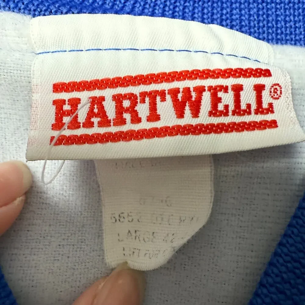 Hartwell Varsity Jacket Men's Large Blue and White ATM Branded Button Front - Picture 2 of 8